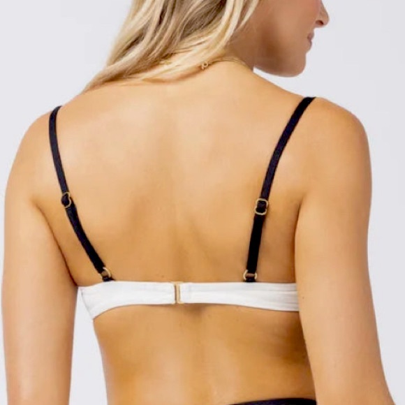 LSPACE UNDERWIRE NICO TOP MEDIUM JOY BITSY BOTTOM SMALL WHITE BLACK TRIM NWT - Picture 4 of 9